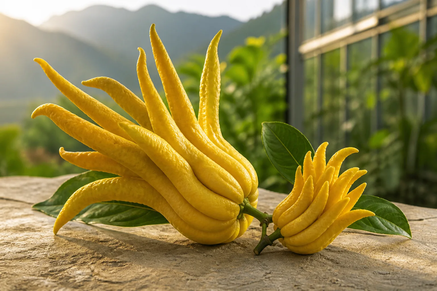Ripe yellow Buddha's hand citron with long fingered lobes